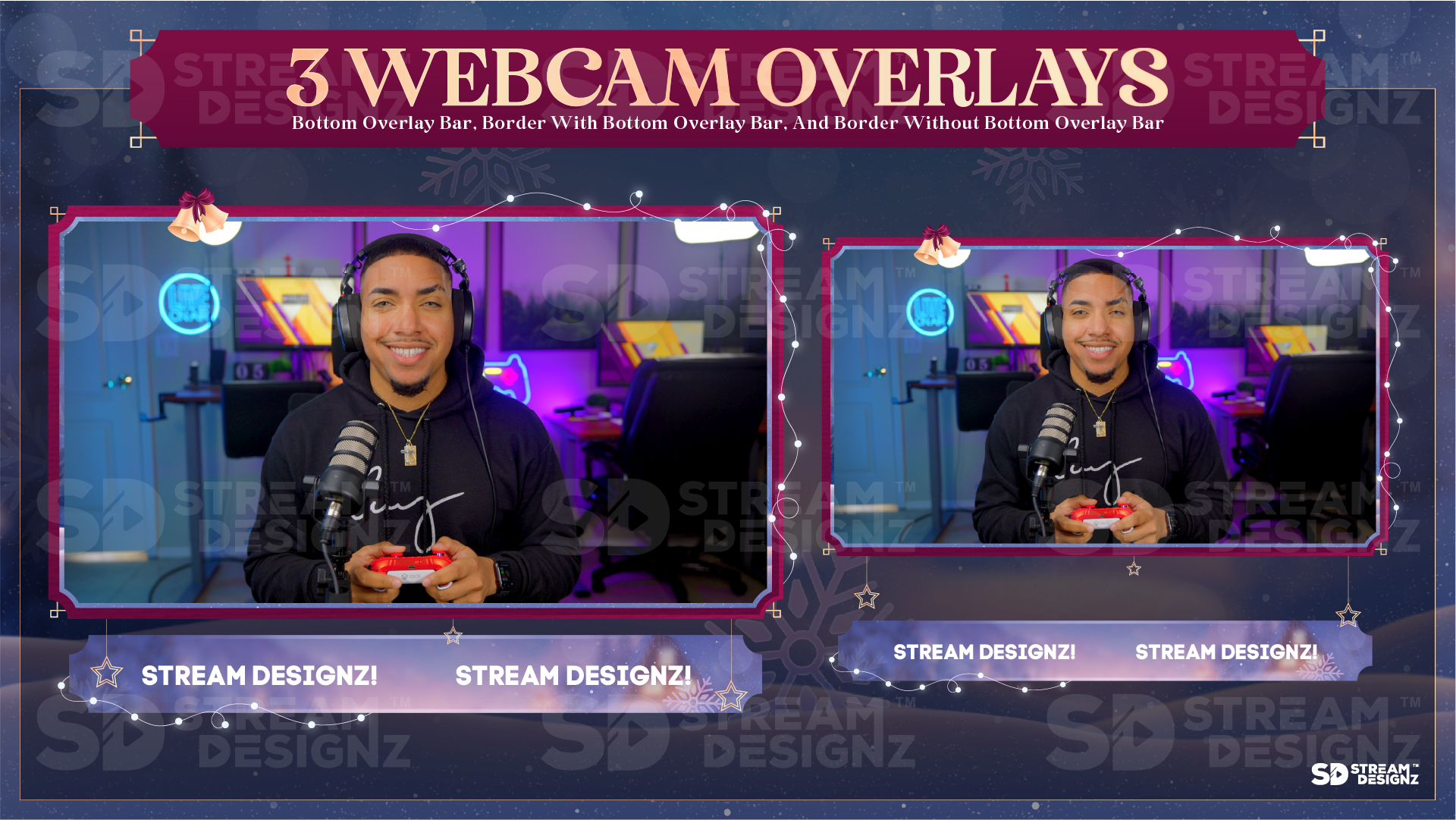 stream overlay package 3 webcam overlays silent night stream designz