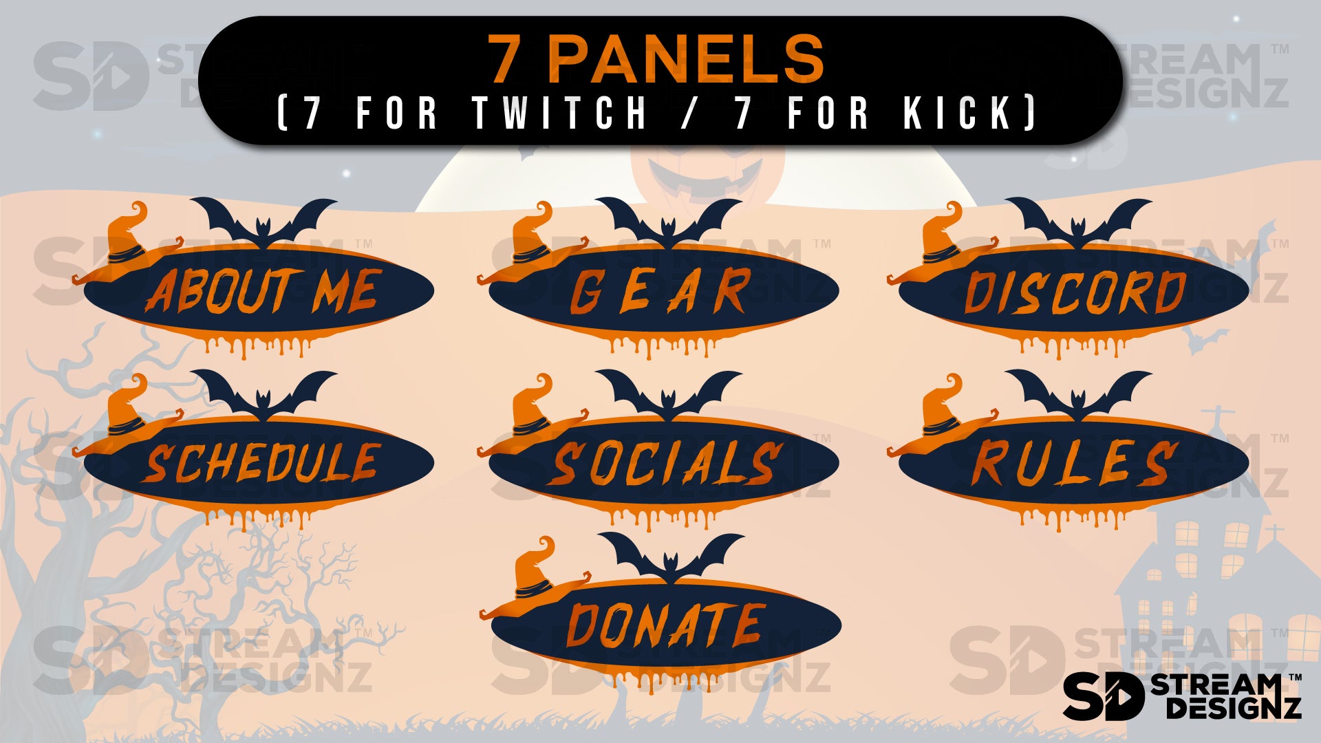 stream overlay package 7 panels spooky szn stream designz