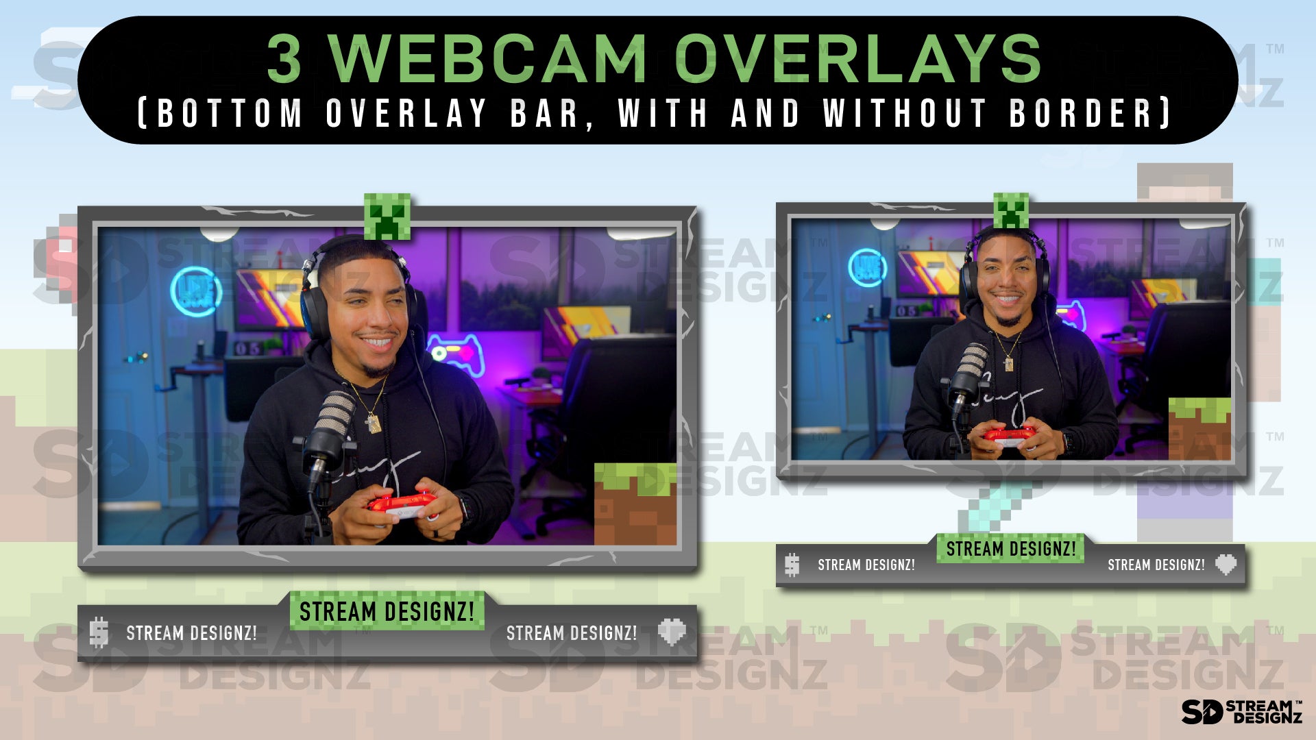 stream overlay package 3 webcam overlays steve stream designz