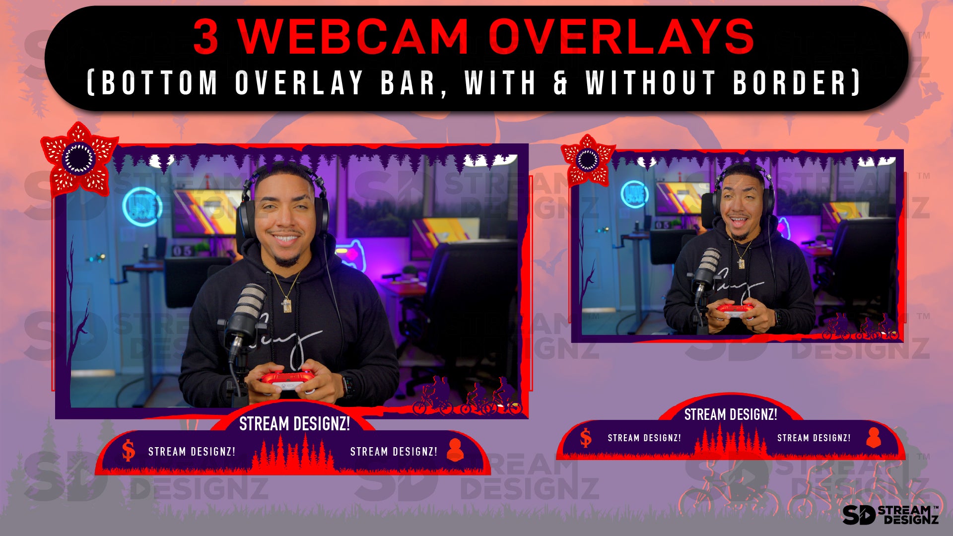 stream overlay package 3 webcam overlays strange stream designz