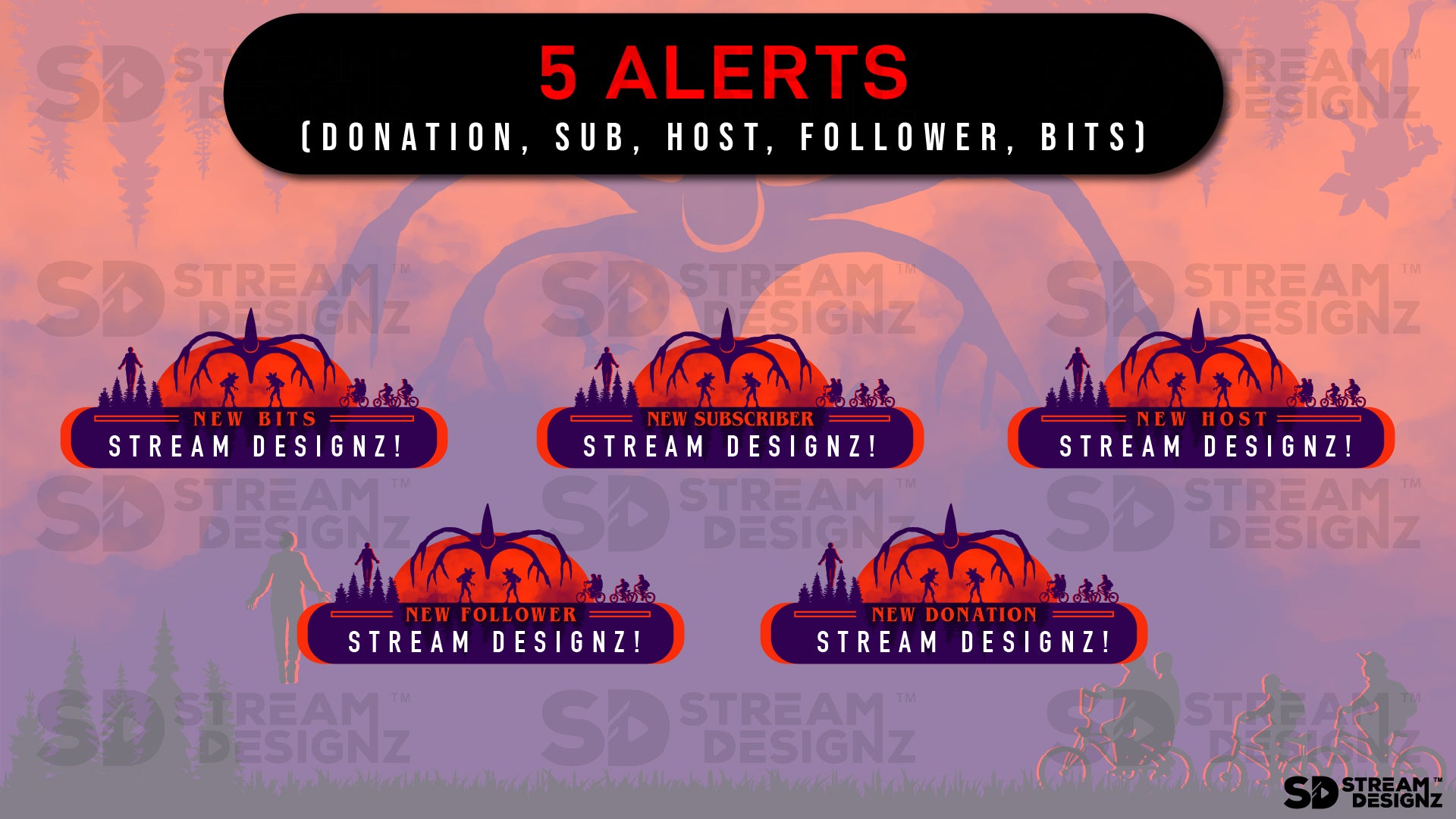 stream overlay package 5 alerts strange stream designz