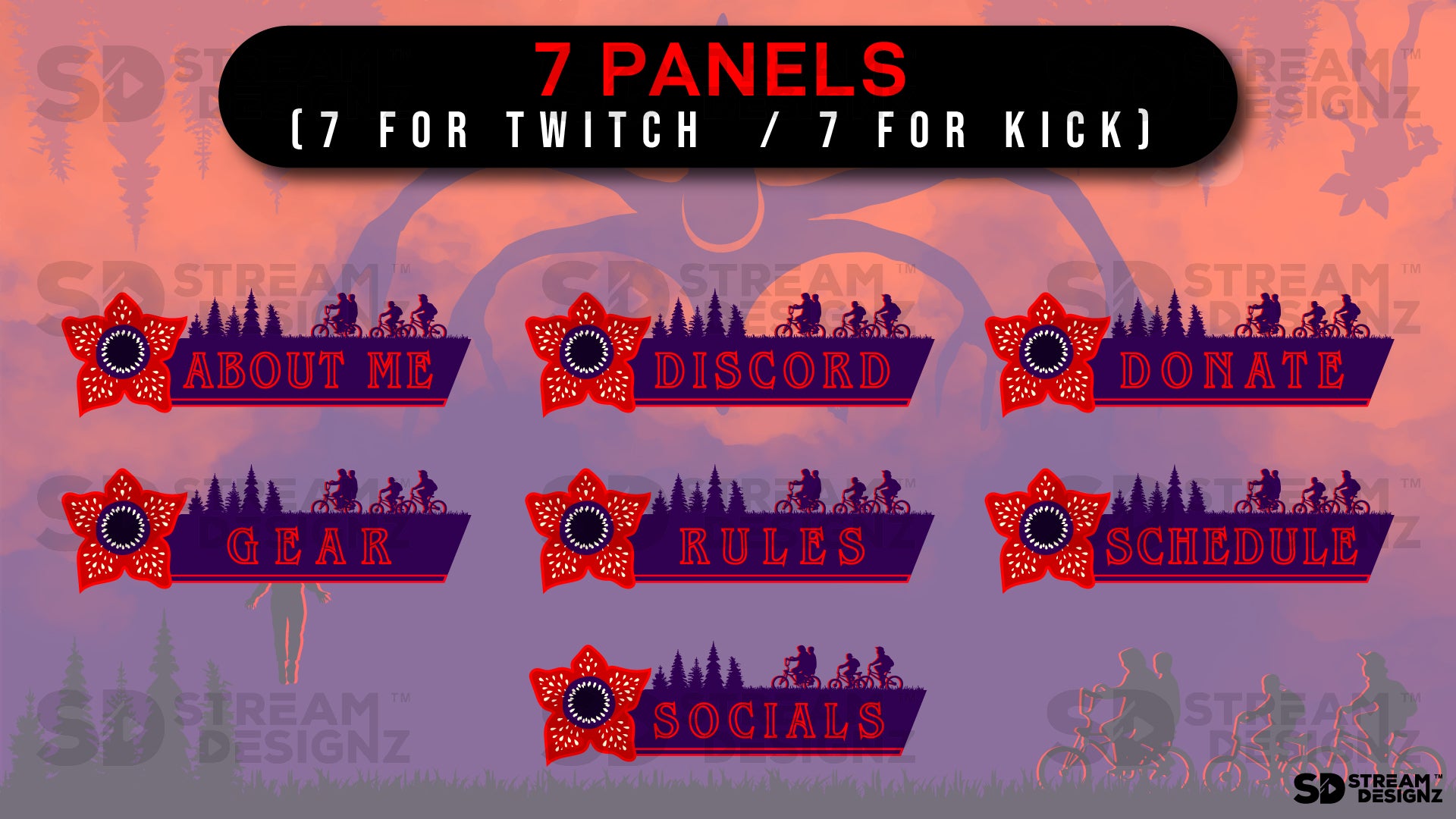 stream overlay package 7 panels strange stream designz