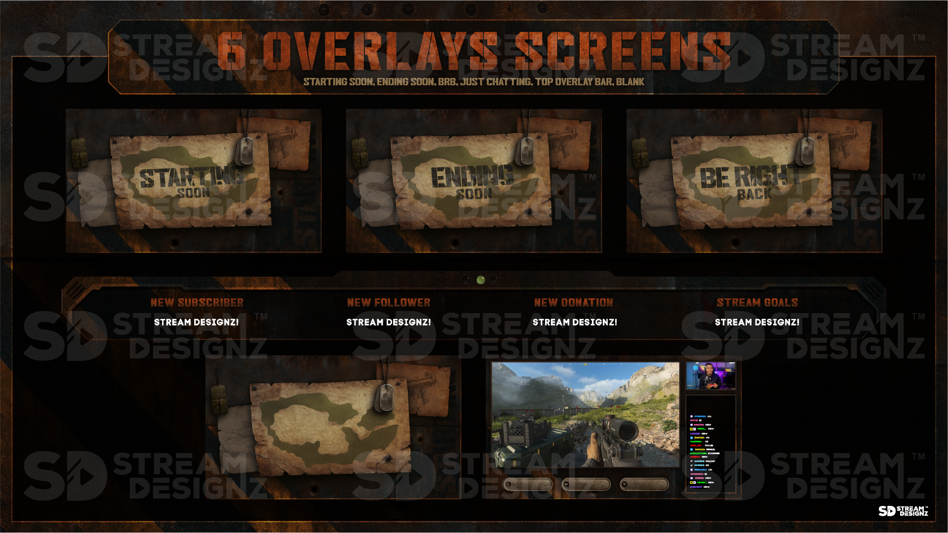 stream overlay package 6 overlay screens taskforce stream designz