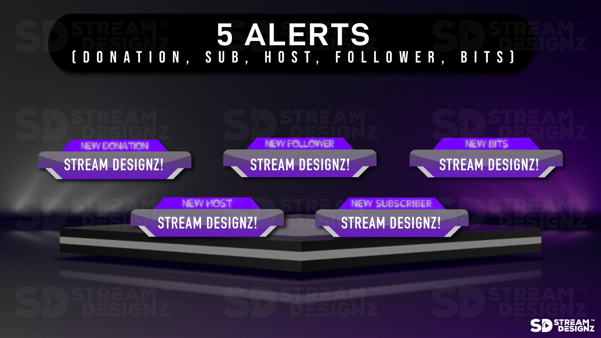 stream overlay package 5 alerts ultraviolet stream designz