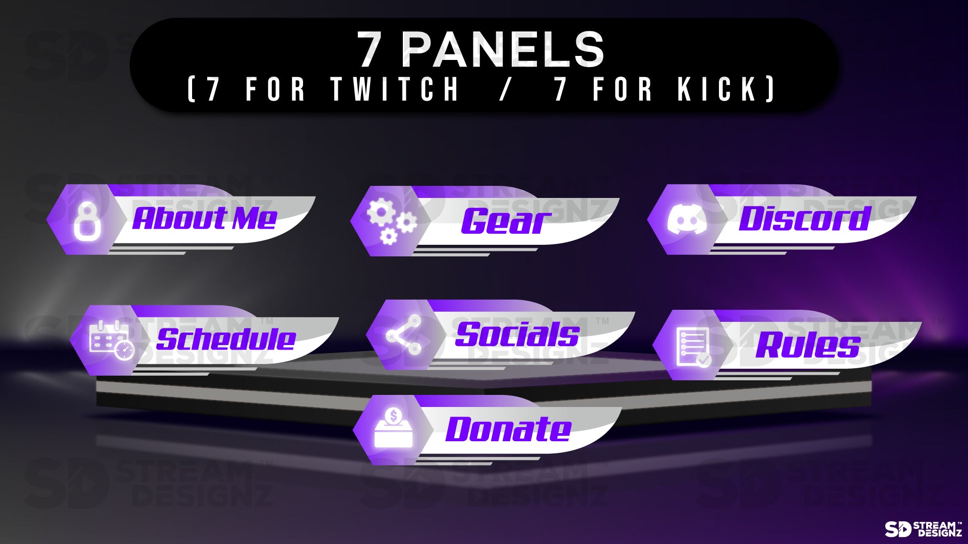 Non Animated Stream Overlay Package - "Ultraviolet"