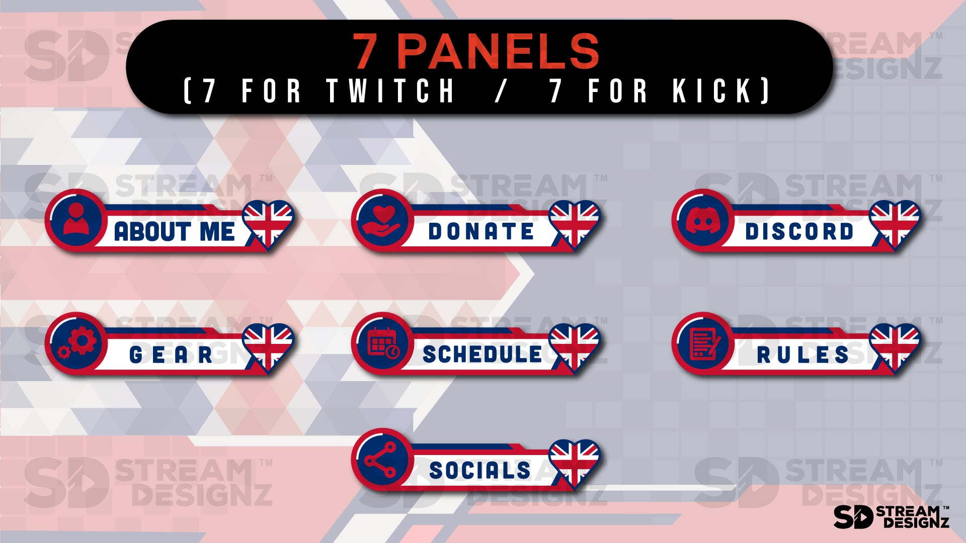 stream overlay package 7 panels union jack stream designz