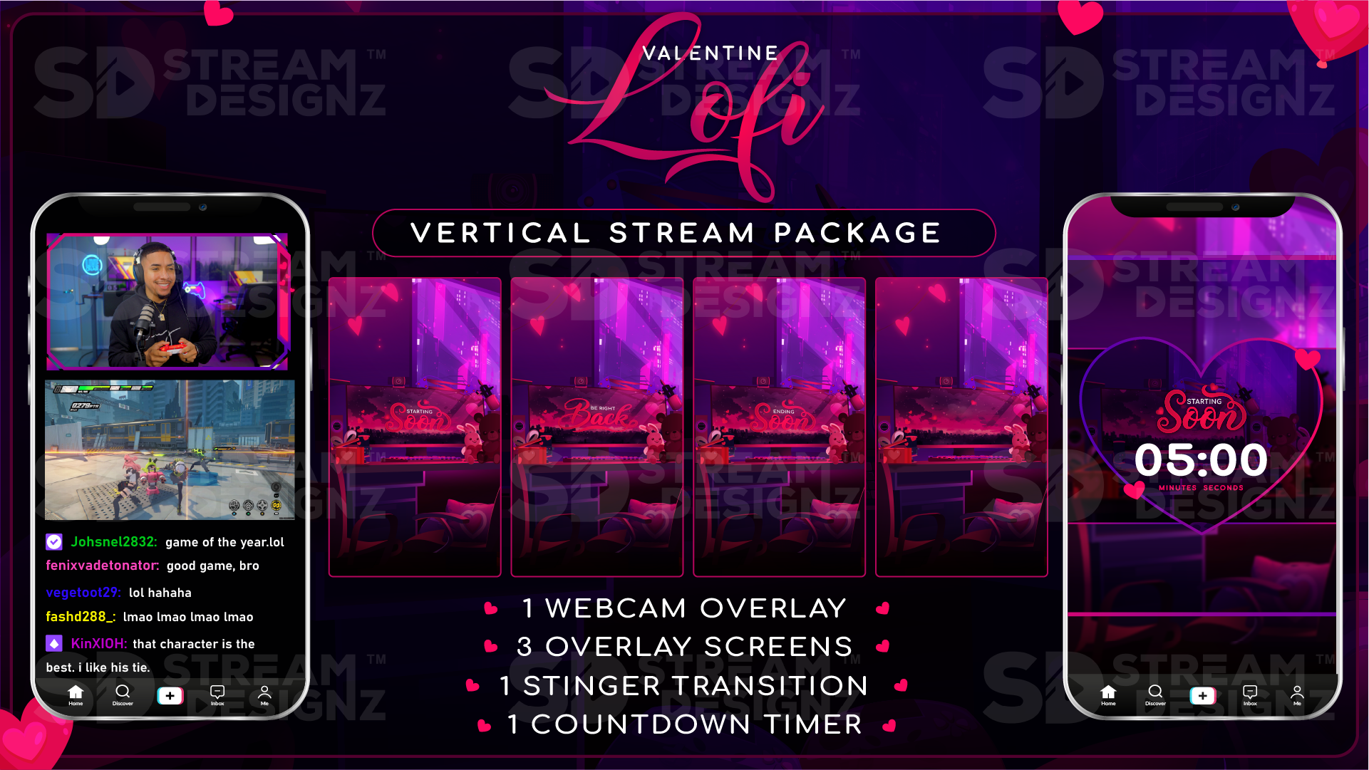 vertical stream overlay package feature image valentine lofi stream designz