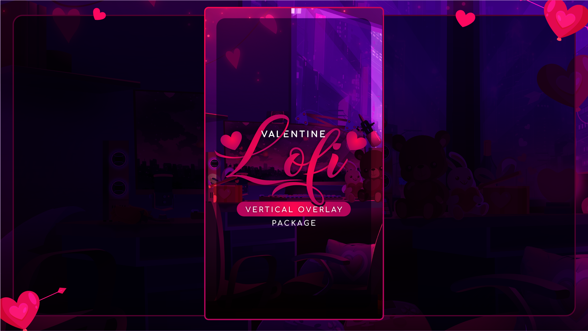 vertical stream overlay package thumbnail valentine lofi stream designz