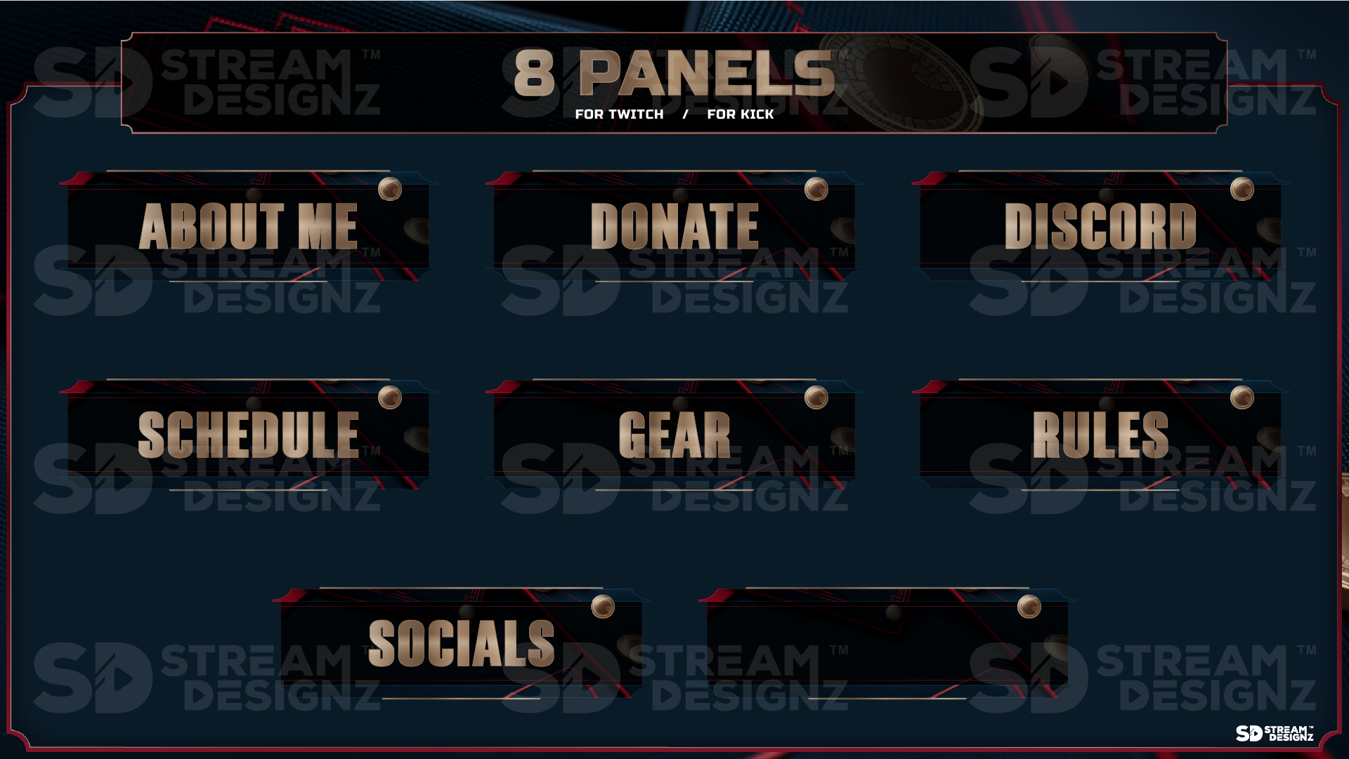 stream overlay package 8 panels valor stream designz