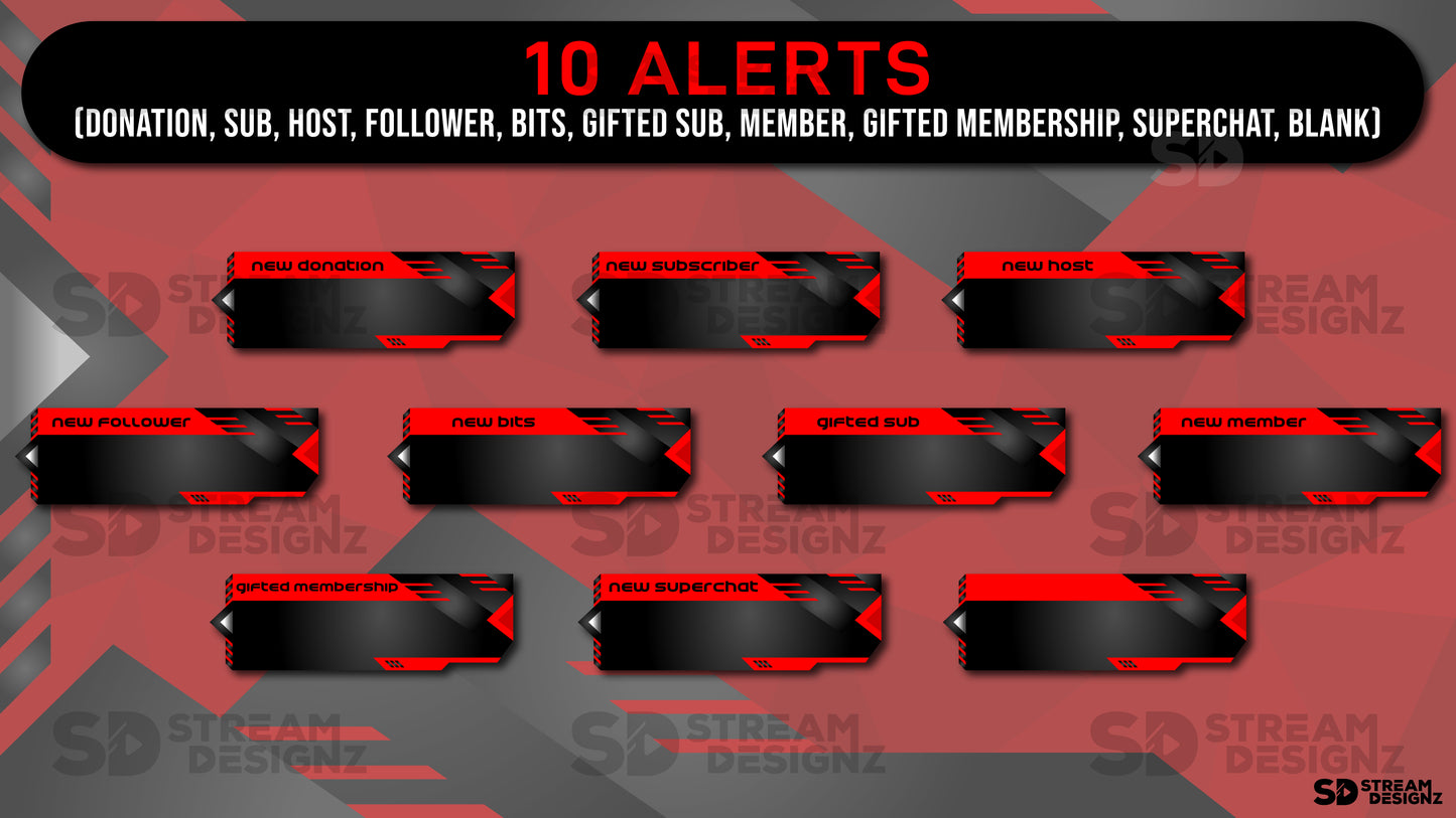 Static stream overlay package velocity 10 alerts stream designz