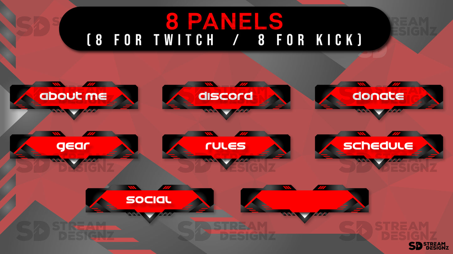 Static stream overlay package velocity 8 panels stream designz