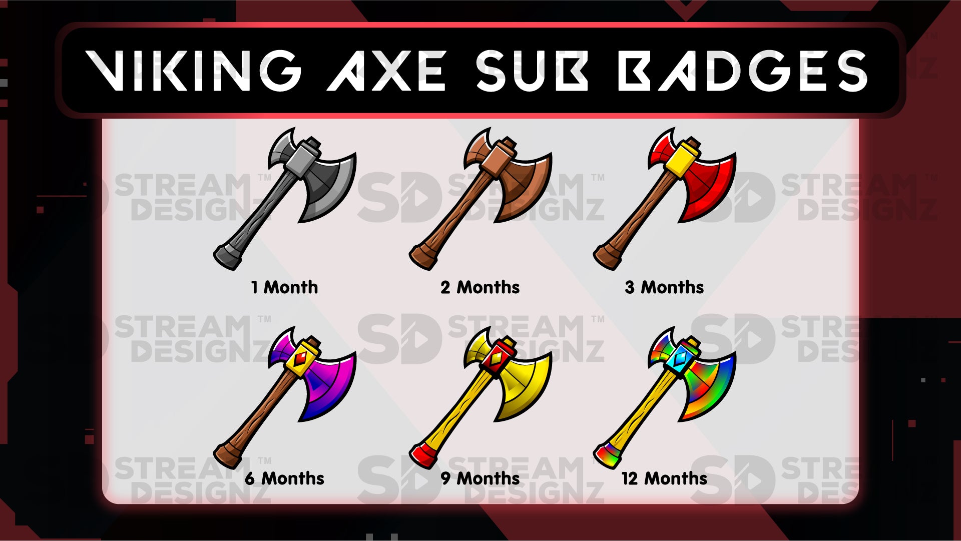 6 pack sub badges preview image viking axe stream designz