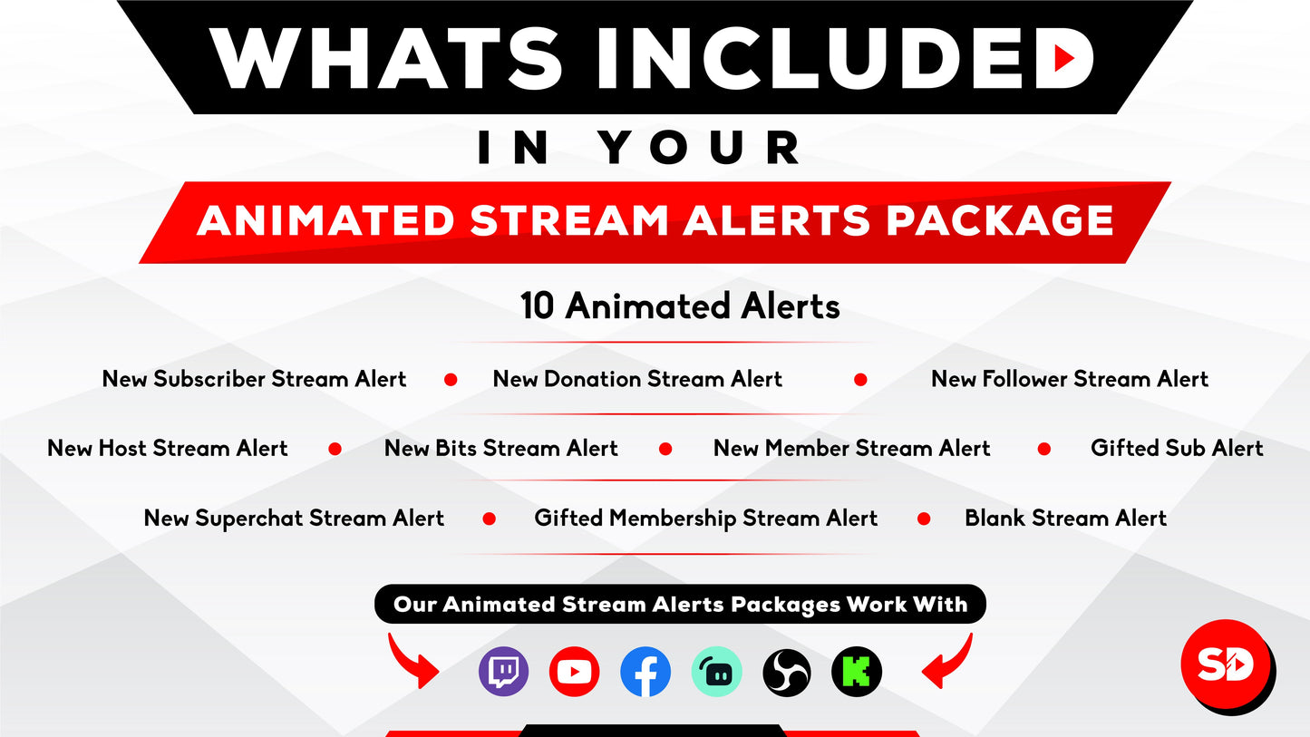 whats included in your package - animated alerts - flash - stream designz