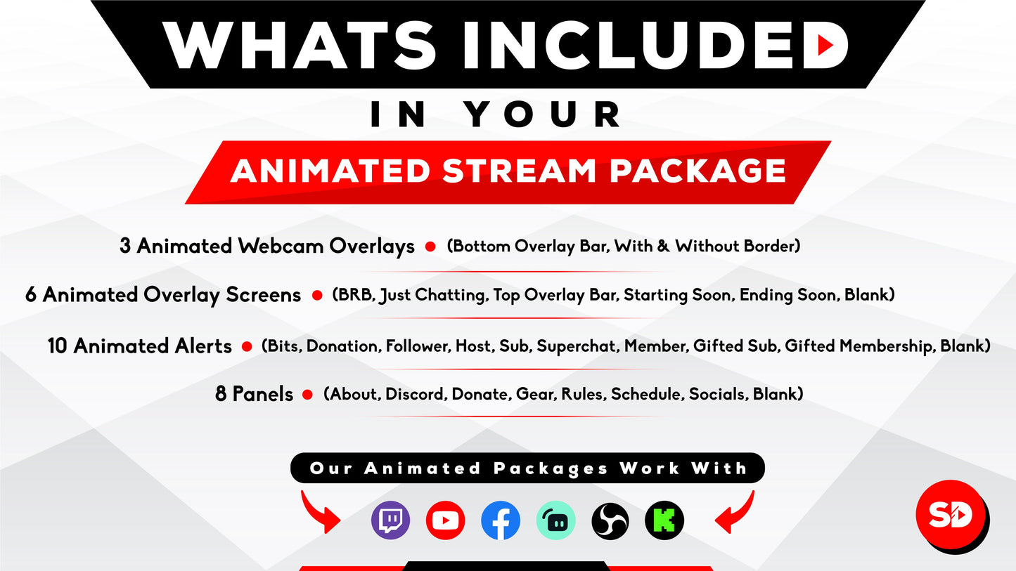 whats included in your stream package - animated overlay package - vortex - stream designz