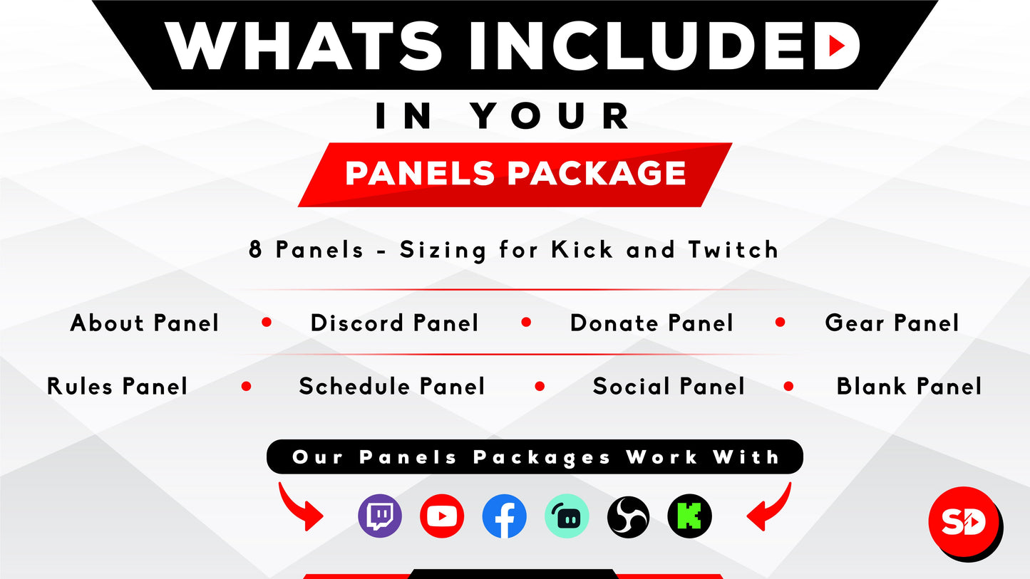 whats included in your stream package - panels - matrix - stream designz