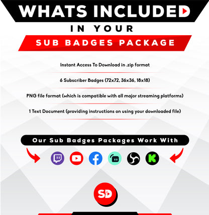 whats included in your package - sub badges - pancakes - stream designz