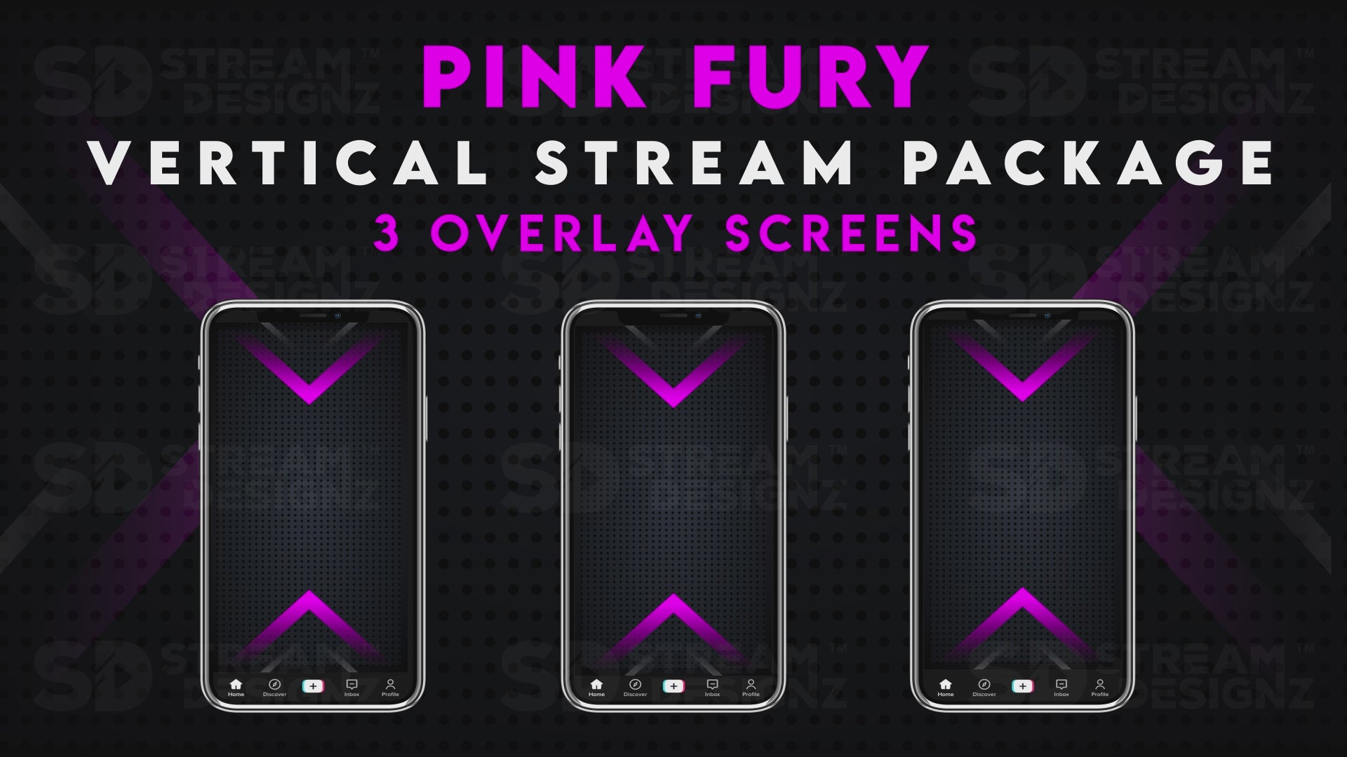 vertical stream overlay package 3 overlay screens pink fury stream designz