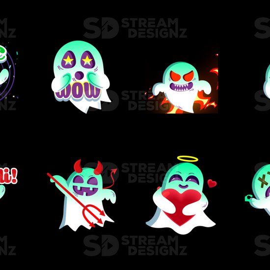8 Pack Emotes Animated Ghosts Preview Video Stream Designz