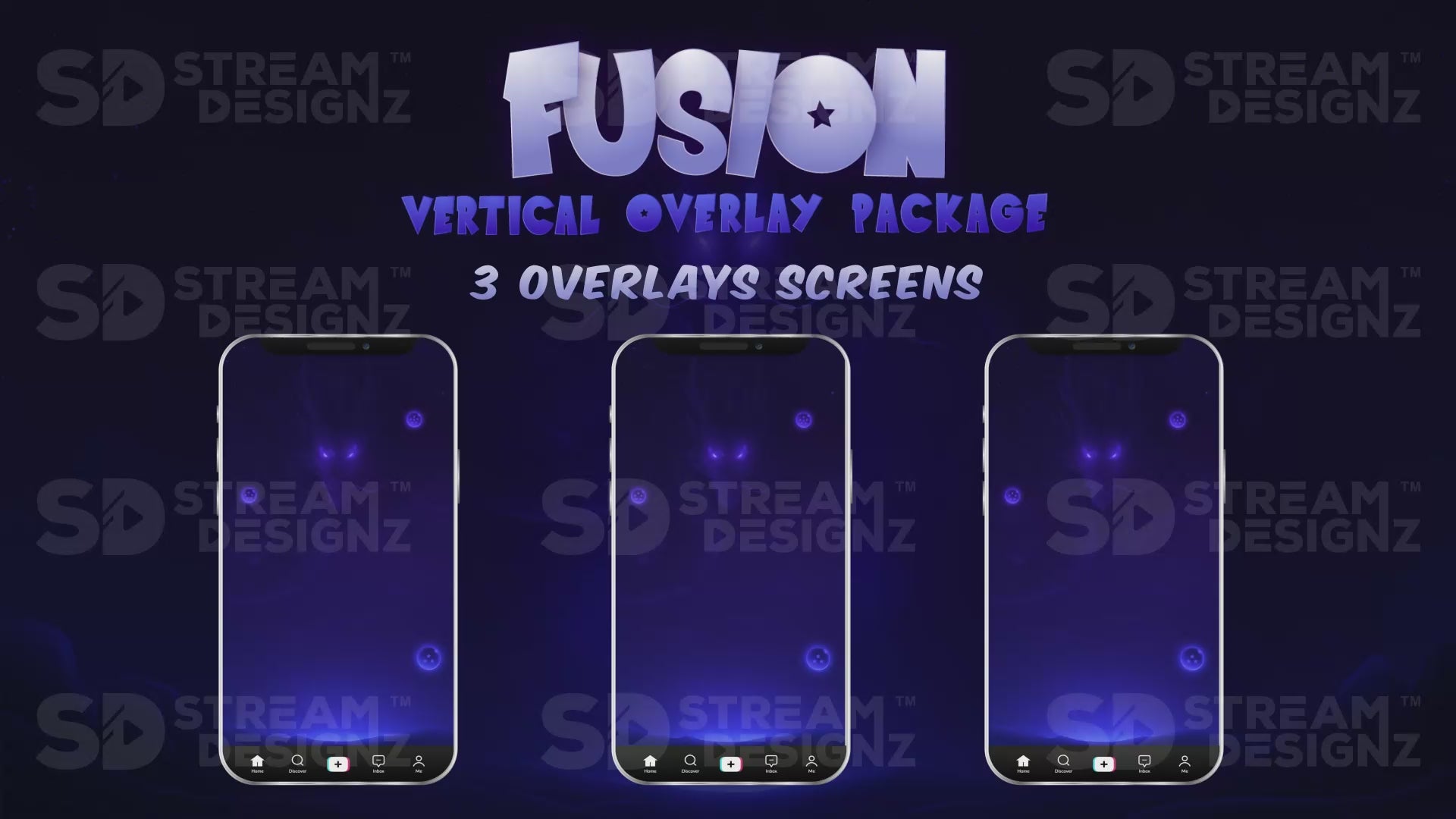 vertical stream overlay package 3 overlay screens fusion stream designz