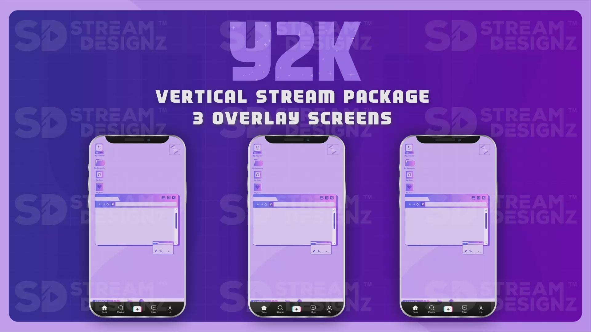 vertical stream overlay package 3 overlay screens y2k stream designz