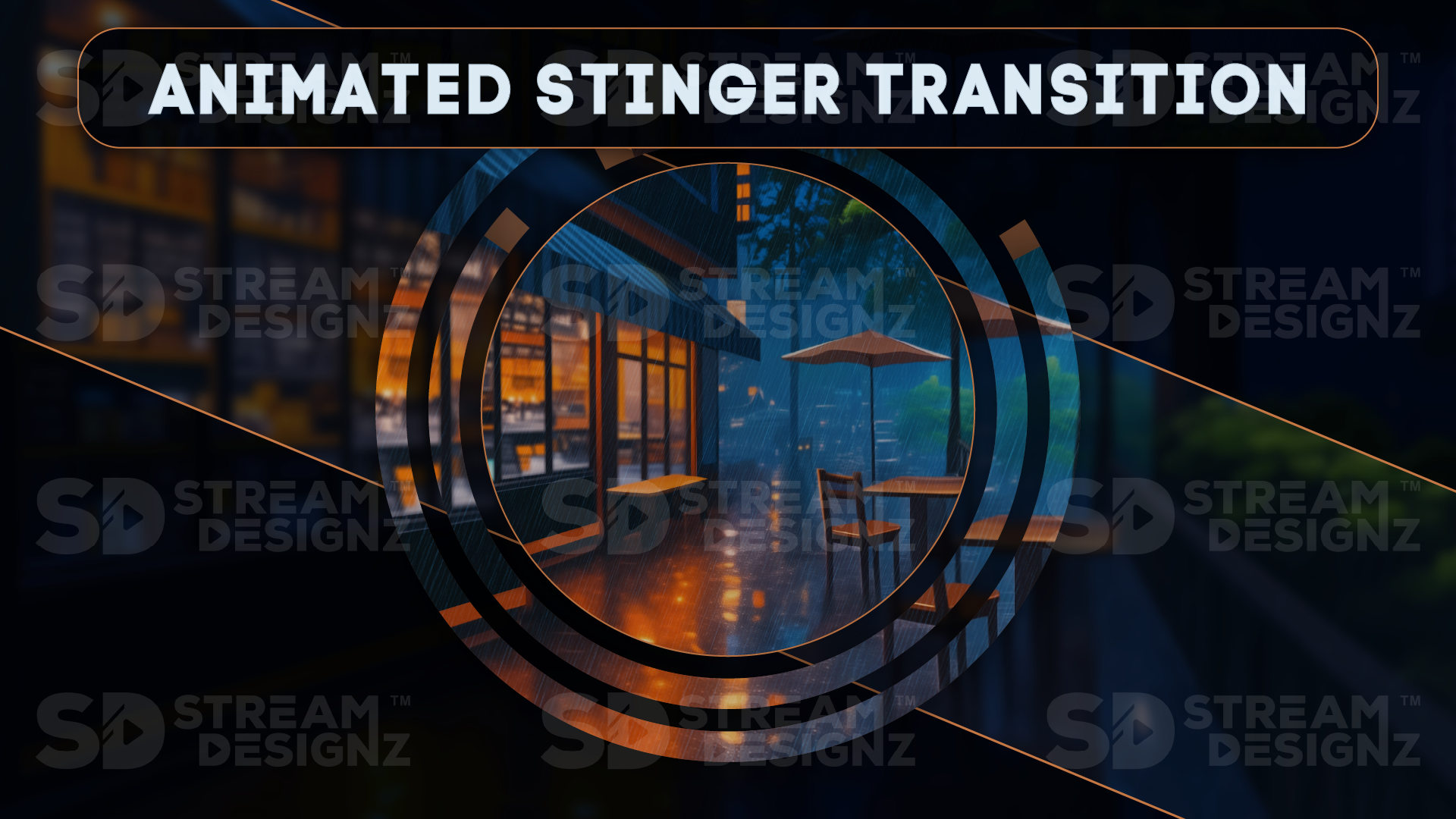the ultimate stream package animated stinger transition preview video cafe lofi stream designz