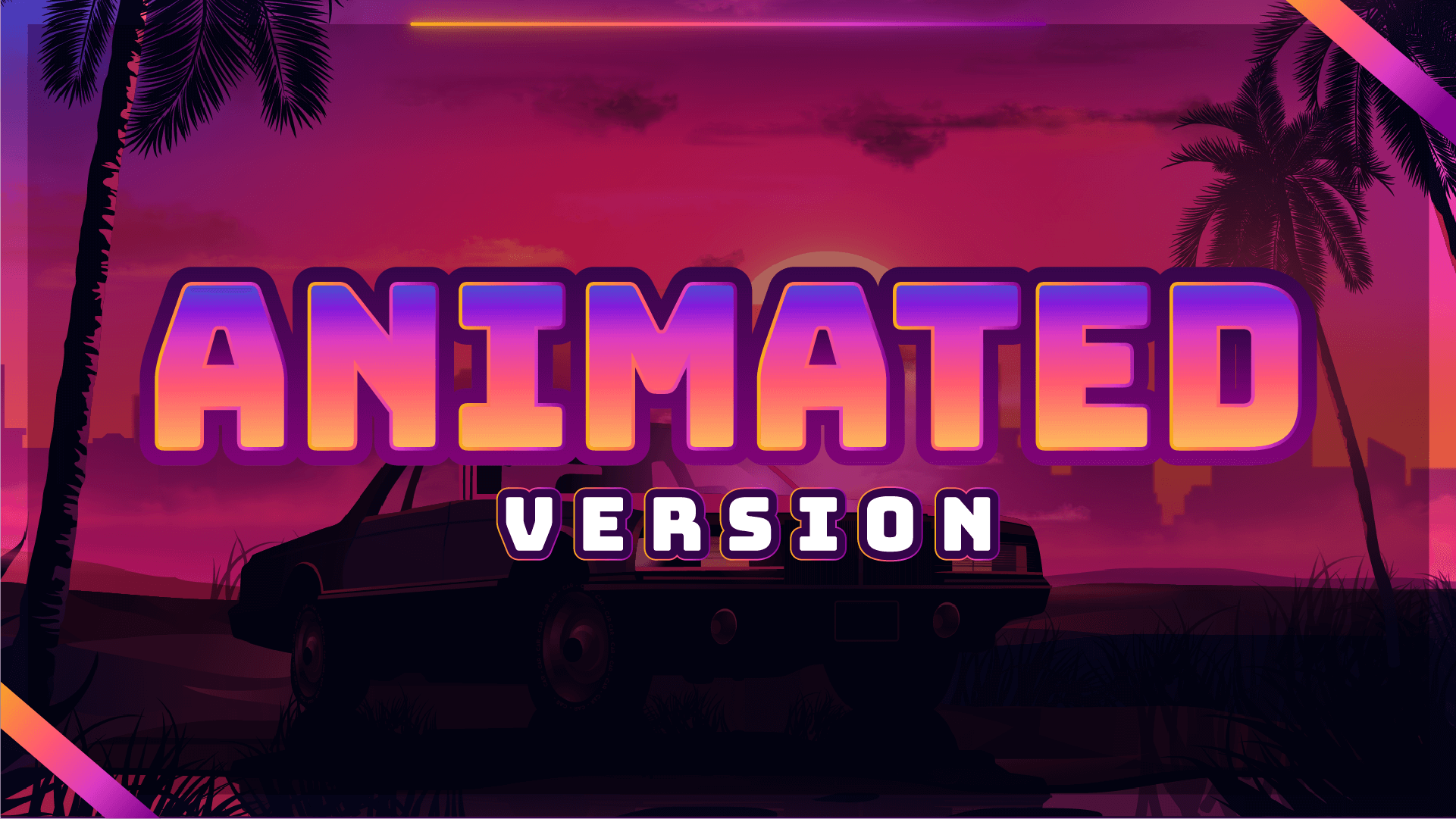 Animated stream overlay package sunset city promo video stream designz