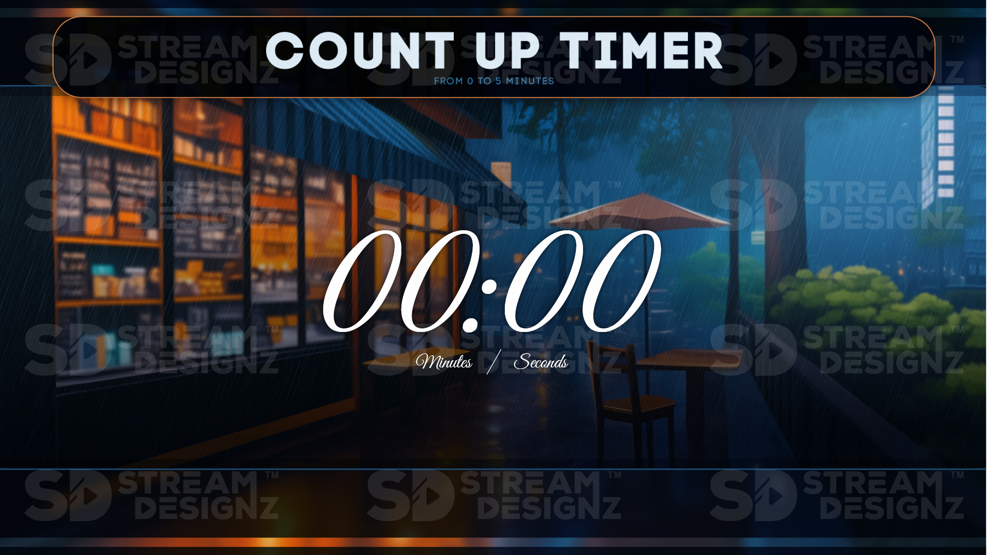 5 minute count up timer preview video cafe lofi stream designz