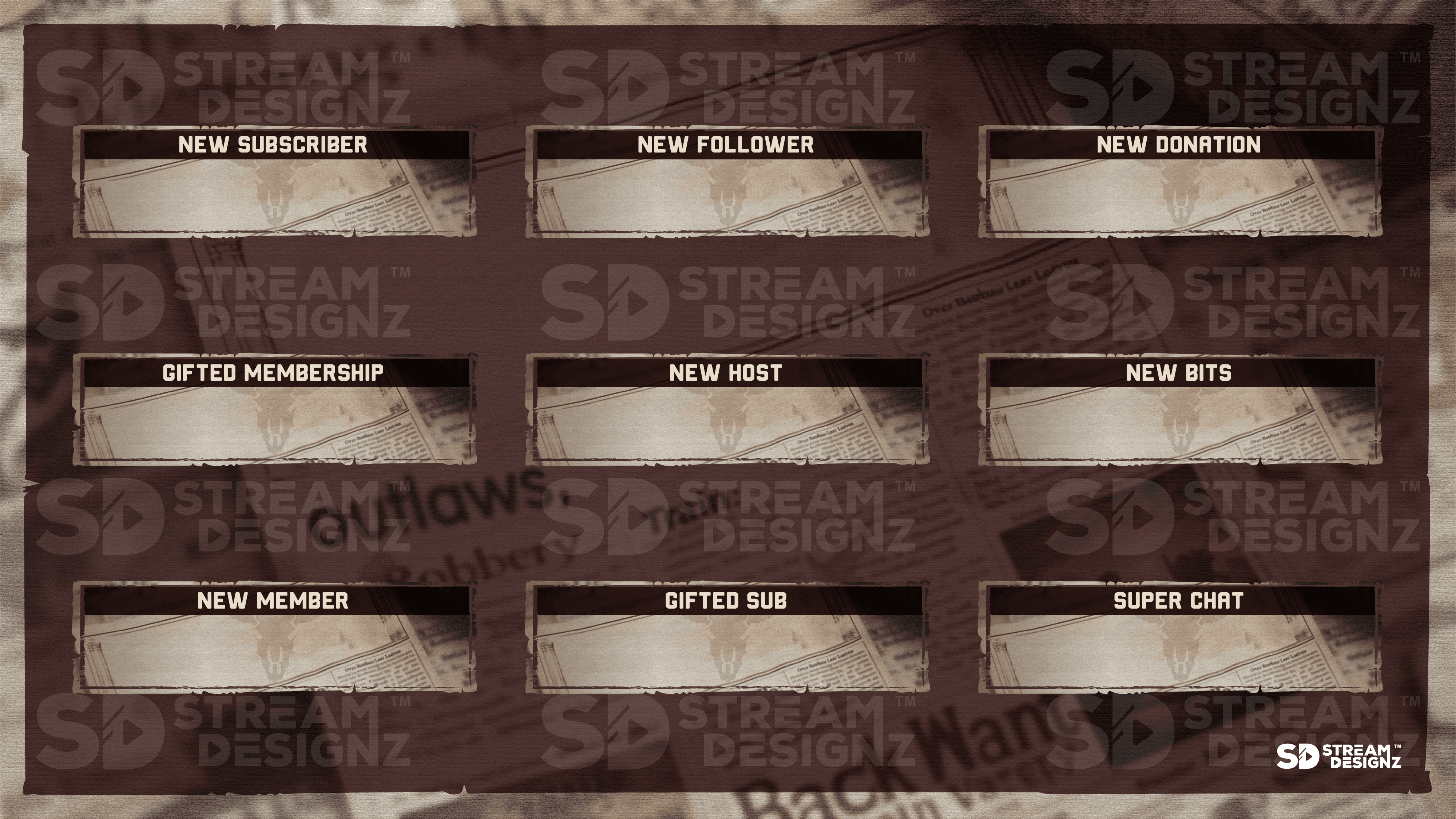 Load video: Animated stream alerts preview video outlaw stream designz