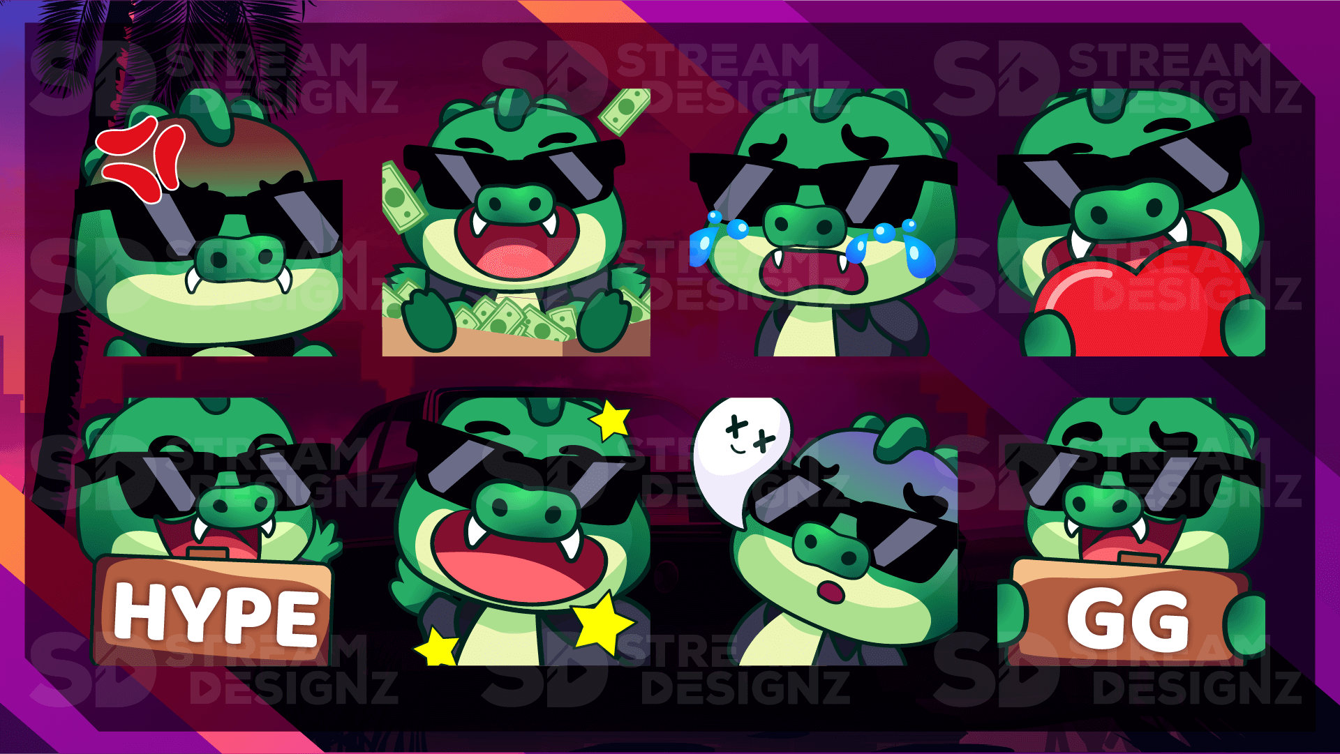 8 pack emotes sunset city preview video stream designz