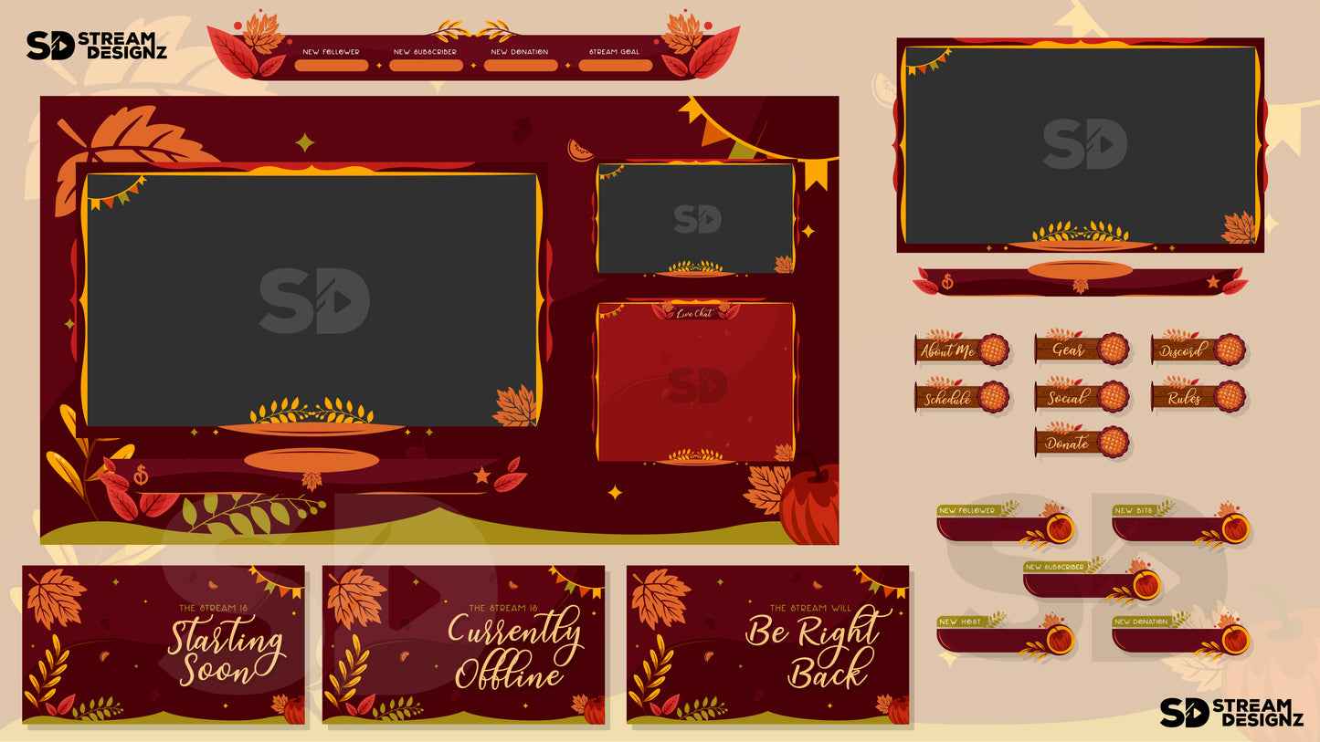 animated stream overlay package feature image fall harvest stream designz