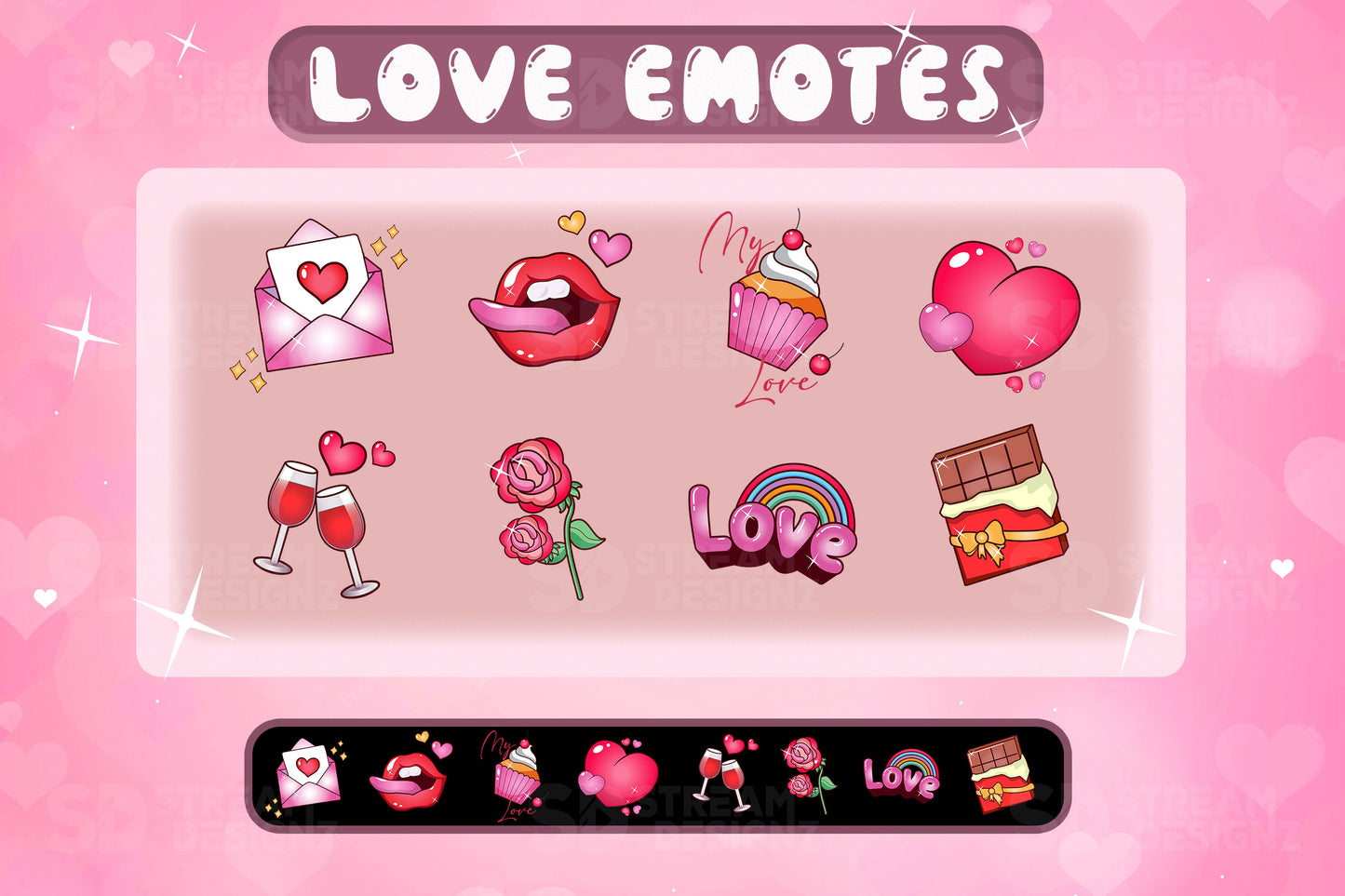 Twitch emotes day of love static preview image stream designz