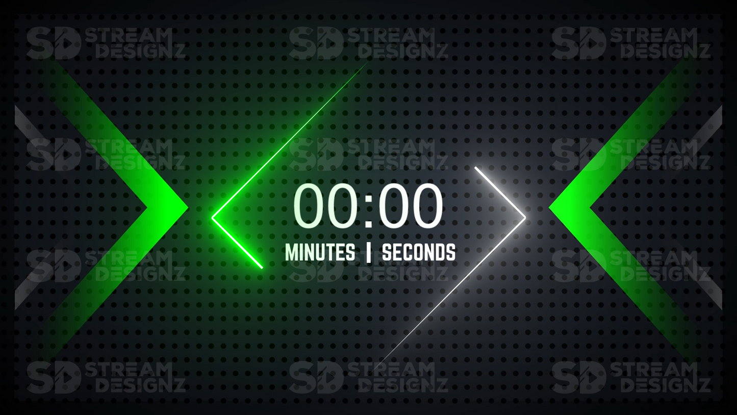 5 minute count up timer green arrow thumbnail stream designz