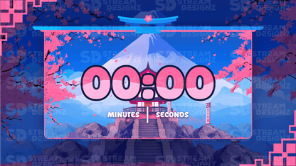 5 minute count up timer sakura chill thumbnail stream designz