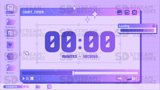 5 minute count up timer thumbnail y2k stream designz
