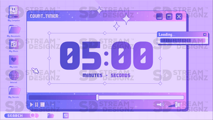 5 minute countdown timer thumbnail y2k stream designz