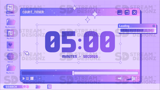 5 minute countdown timer thumbnail y2k stream designz