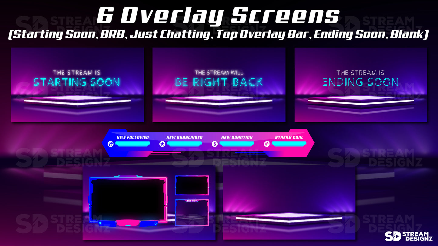 Static stream overlay package illuminate 6 overlay screens stream designz