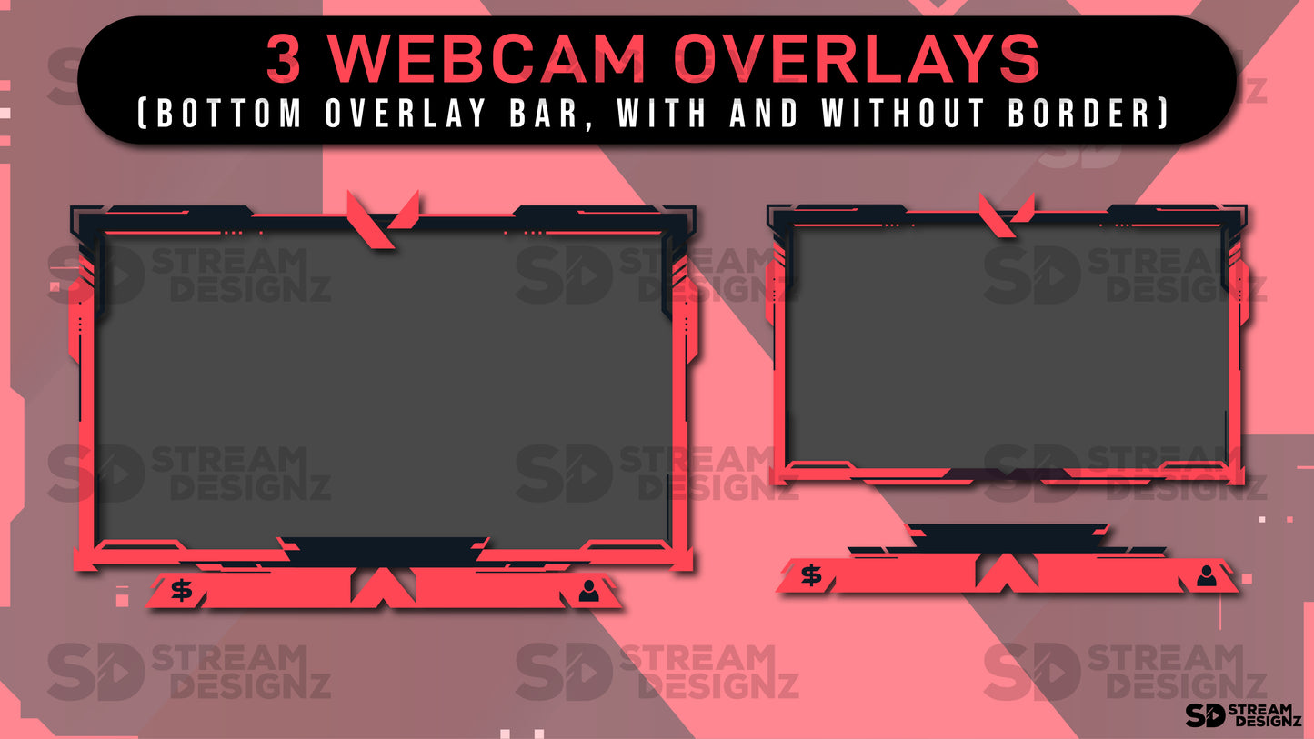 animated stream overlay package - ace - webcam overlays - stream designz