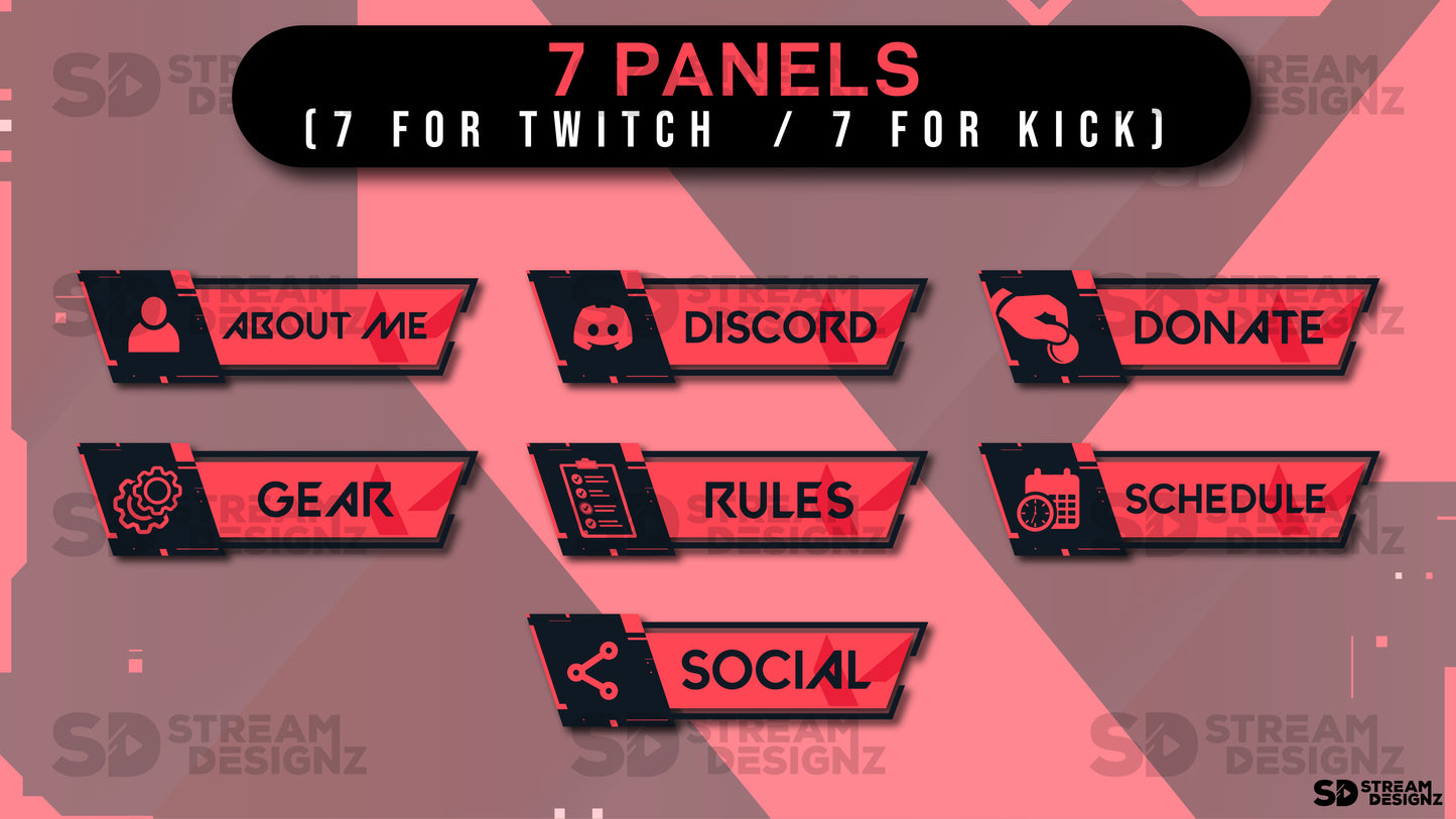 animated stream overlay package - ace - 7 panels - stream designz