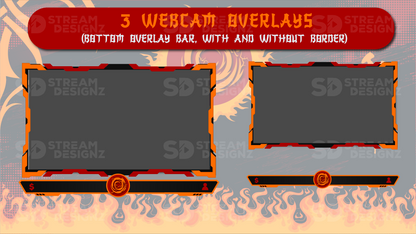 static stream overlay package 3 webcam overlays akatsuki stream designz