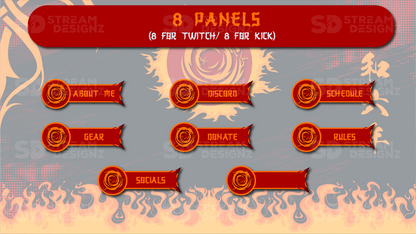 static stream overlay package 8 panels akatsuki stream designz