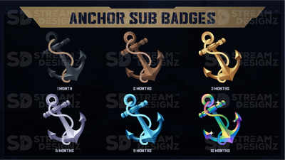 6 pack sub badges preview image anchor stream designz