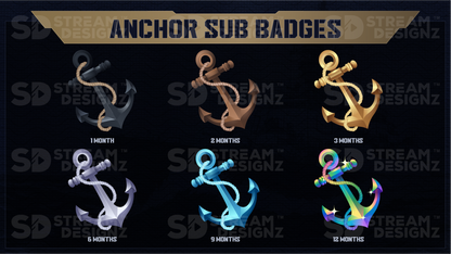 6 pack sub badges preview image anchor stream designz