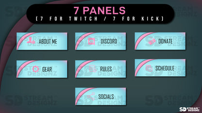 stream overlay package 7 panels Arctic - Baby blue and Pink stream designz