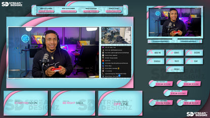 stream overlay package feature image Arctic - Baby blue and Pink stream designz
