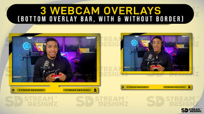 stream overlay package 3 webcam overlays Arctic - Black and Gold stream designz