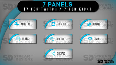 Animated Stream Overlay Package Artic Blue & White 7 panels Stream Designz