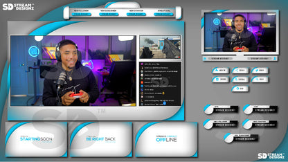 Animated Stream Overlay Package Artic Blue & White Feature Image Stream Designz