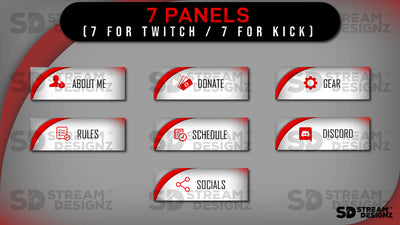Twitch Panels - "Arctic" - Red & White