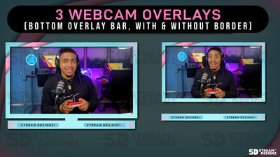 stream overlay package 3 webcam overlays Arctic - Baby blue and Pink stream designz